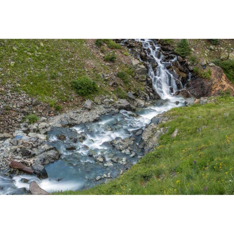 CO, San Juan Mts Animas River descends a hill Black Modern Wood Framed Art Print by Illg, Cathy and Gordon