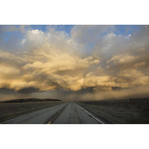 CO, Storm clouds at sunrise above South Park Black Modern Wood Framed Art Print with Double Matting by Grall, Don