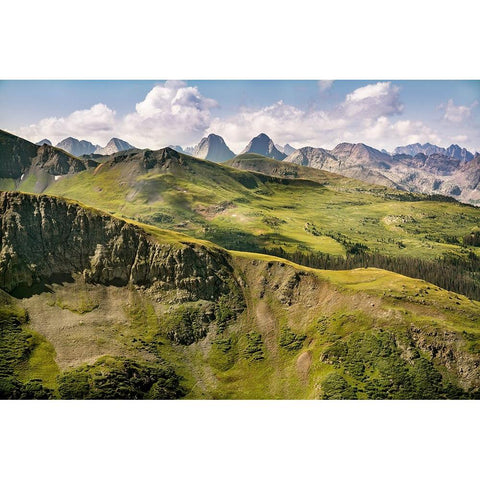 USA-Colorado-San Juan National Forest Overview of San Juan Mountains landscape White Modern Wood Framed Art Print by Jaynes Gallery