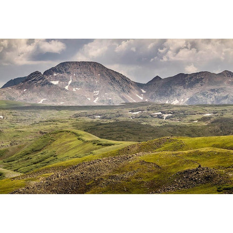 USA-Colorado-Weminuche Wilderness Mountain and valley landscape Black Modern Wood Framed Art Print by Jaynes Gallery