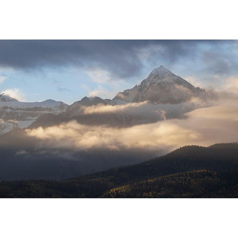 USA-Colorado-Uncompahgre National Forest Sunrise on clouds below Mount Sneffels Black Modern Wood Framed Art Print by Jaynes Gallery