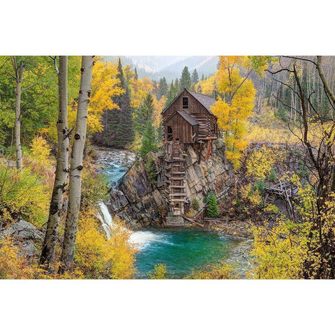 Fall at the Crystal Mill near Marble-Colorado in the Rocky Mountains White Modern Wood Framed Art Print by SMO