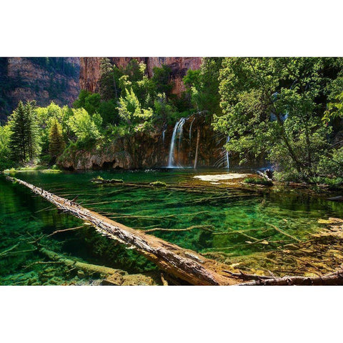 Lush and beautiful hanging lake near Glenwood springs in the Colorado Rocky Mountains White Modern Wood Framed Art Print by SMO