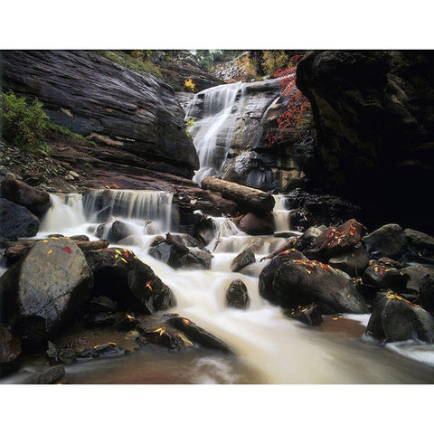 Hayes Creek Falls in Colorado Rocky Mountains near Redstone Black Modern Wood Framed Art Print by SMO