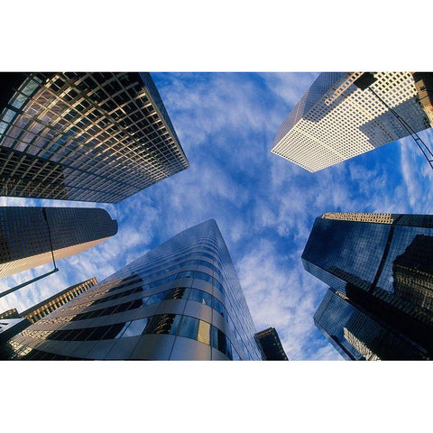 Looking up into Denver-Colorado skyline Black Modern Wood Framed Art Print by SMO