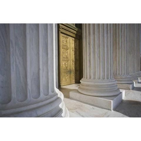 Washington DC, Supreme Court Building White Modern Wood Framed Art Print by Flaherty, Dennis