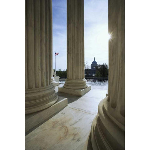 Washington DC, The Capitol Building White Modern Wood Framed Art Print by Flaherty, Dennis