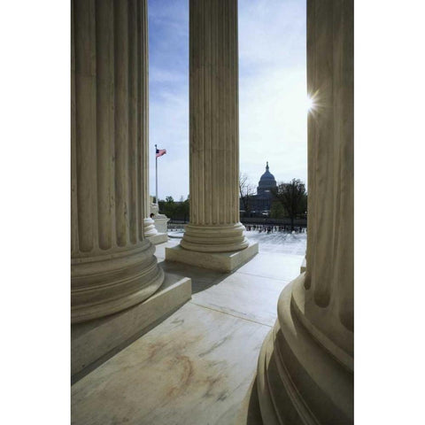 Washington DC, The Capitol Building Gold Ornate Wood Framed Art Print with Double Matting by Flaherty, Dennis