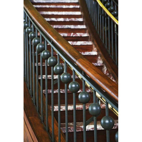 Washington DC, Stairway inside a train depot Gold Ornate Wood Framed Art Print with Double Matting by Flaherty, Dennis