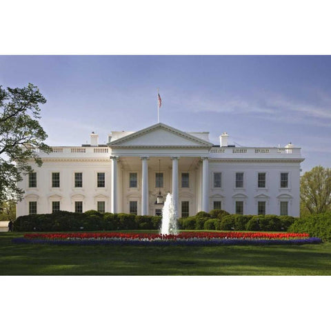 Washington DC, The White House Black Modern Wood Framed Art Print by Flaherty, Dennis
