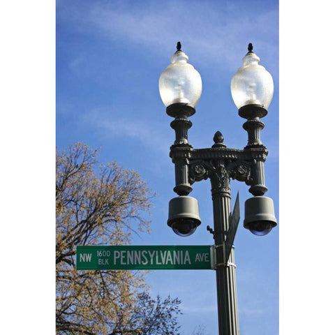 Washington, DC Historic Pennsylvania Ave Sign White Modern Wood Framed Art Print by Flaherty, Dennis