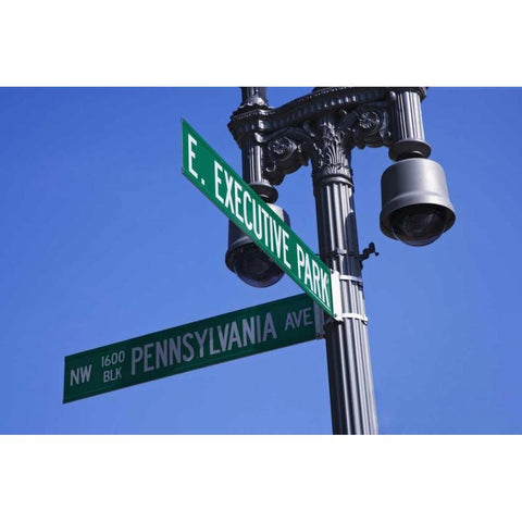 Washington, DC Historic Pennsylvania Ave Sign Black Modern Wood Framed Art Print by Flaherty, Dennis