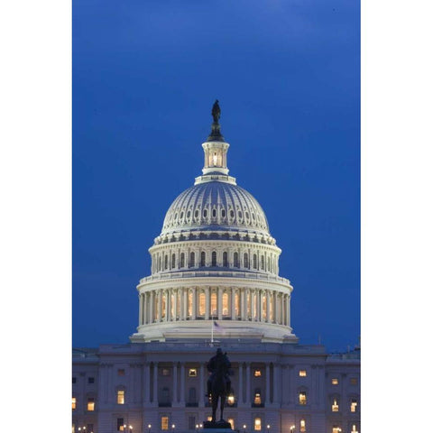 Washington DC, The Capitol Building at night Black Modern Wood Framed Art Print with Double Matting by Flaherty, Dennis