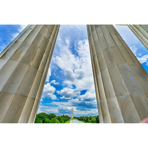 Tall white columns-Lincoln Memorial-Washington DC-Dedicated 1922 Black Modern Wood Framed Art Print by Perry, William