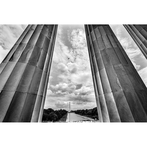 Tall white columns-Lincoln Memorial-Washington DC-Dedicated 1922 Black Modern Wood Framed Art Print by Perry, William