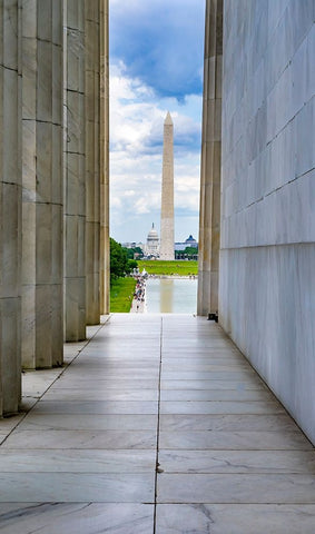 Washington Monument-Capitol Hill-Lincoln Memorial-Washington DC-Dedicated 1922 Black Ornate Wood Framed Art Print with Double Matting by Perry, William