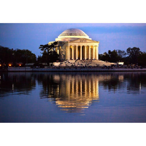 Jefferson Memorial and Tidal Basin in April Black Modern Wood Framed Art Print with Double Matting by Perry, William