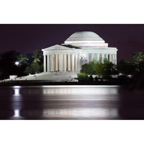 Jefferson Memorial and Tidal Basin in April White Modern Wood Framed Art Print by Perry, William