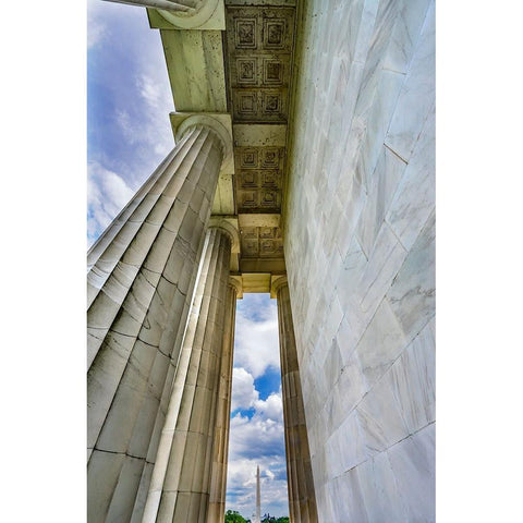 Tall white columns-Lincoln Memorial-Washington DC-Dedicated 1922 Black Modern Wood Framed Art Print by Perry, William