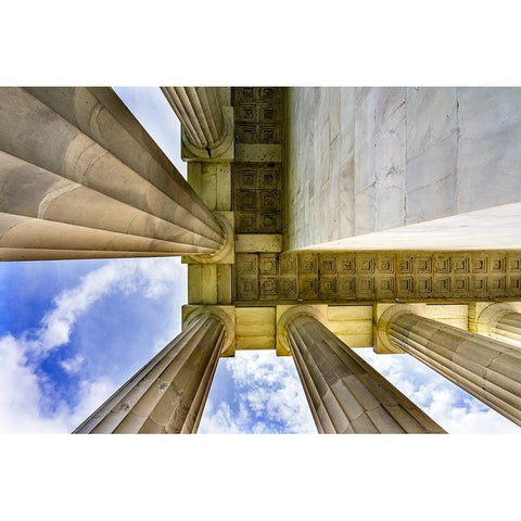 Tall white columns-Lincoln Memorial-Washington DC-Dedicated 1922 Black Modern Wood Framed Art Print by Perry, William