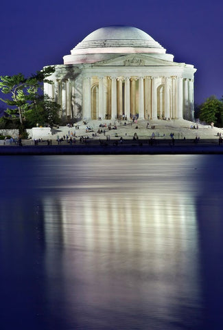 Jefferson Memorial and Tidal Basin in April Black Ornate Wood Framed Art Print with Double Matting by Perry, William