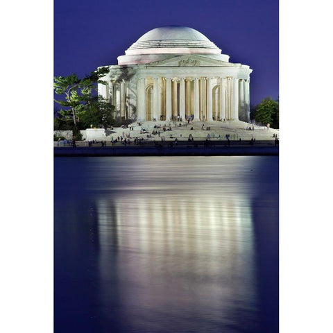 Jefferson Memorial and Tidal Basin in April Black Modern Wood Framed Art Print by Perry, William