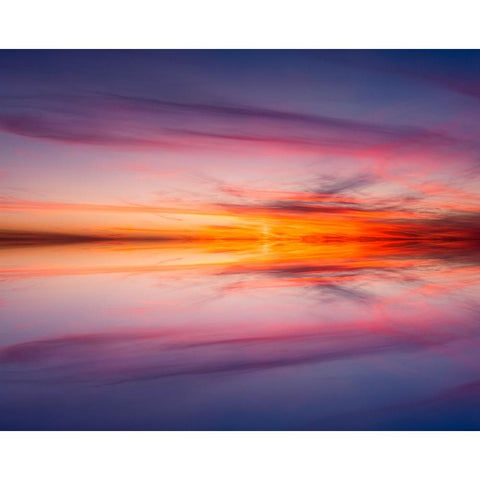 Sunset mirror reflection on Harney Lake at sunset-Florida Black Modern Wood Framed Art Print by Jones, Adam