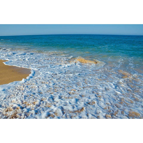 Florida-Surf on Beach Black Modern Wood Framed Art Print with Double Matting by Miller, Anna