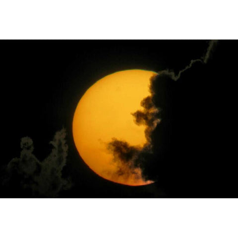 FL, Fort De Soto Park Dark clouds at sunset Black Modern Wood Framed Art Print with Double Matting by Morris, Arthur