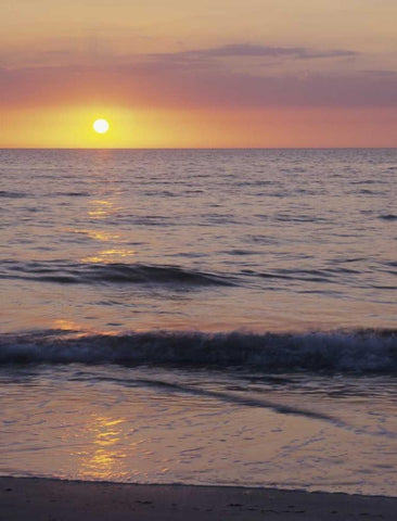 FL, St Petersburg Beach Sunset on the ocean White Modern Wood Framed Art Print with Double Matting by Flaherty, Dennis