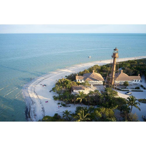 The Sanibel Island Light or Point Ybel Light was one of the first lighthouses on Floridas Gulf Coast Black Modern Wood Framed Art Print with Double Matting by Buhl, Karl