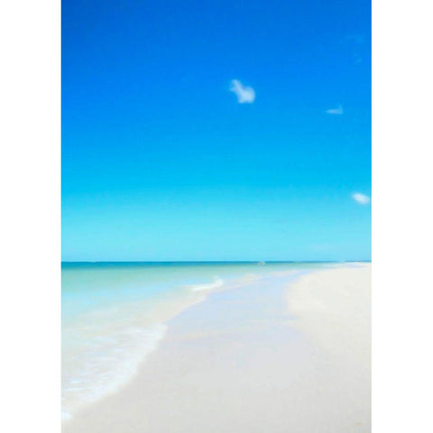 Clearwater Beach-white sands and a boat in the distance on the green water of the Gulf of Mexico Black Modern Wood Framed Art Print by Haddad, Sheila