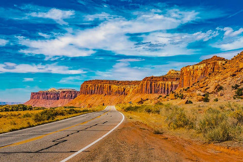 Colorful Cliffs-Highway 211-Canyonlands National Park-Needles District-Utah Black Ornate Wood Framed Art Print with Double Matting by Perry, William