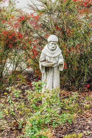 St. Francis statue- Saint Augustine- Florida. Founded 1565 Black Ornate Wood Framed Art Print with Double Matting by Perry, William