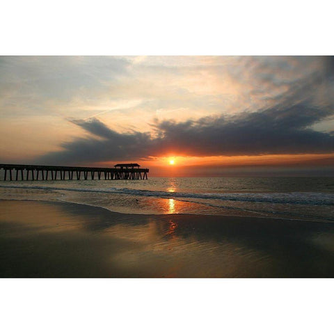 Sunrise on Atlantic Beach White Modern Wood Framed Art Print by Miller, Anna