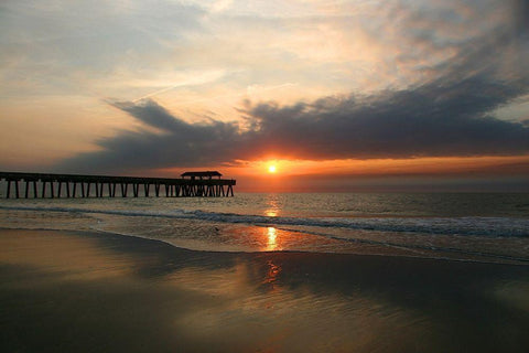 Sunrise on Atlantic Beach Black Ornate Wood Framed Art Print with Double Matting by Miller, Anna
