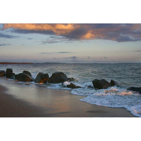 Sunrise on Tybee Island Beach-Georgia-USA Black Modern Wood Framed Art Print with Double Matting by Miller, Anna