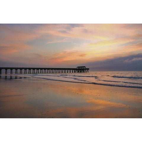 Sunrise on Tybee Island Beach-Georgia-USA Gold Ornate Wood Framed Art Print with Double Matting by Miller, Anna