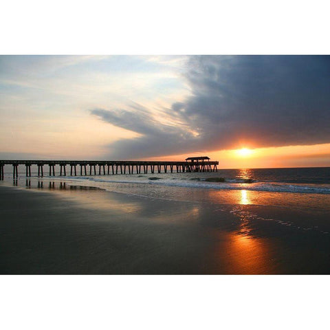 Sunrise on Tybee Island Beach-Georgia-USA White Modern Wood Framed Art Print by Miller, Anna