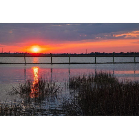 USA-Georgia-Jekyll Island-Sunset on Jekyll Island Black Modern Wood Framed Art Print by Looney, Hollice