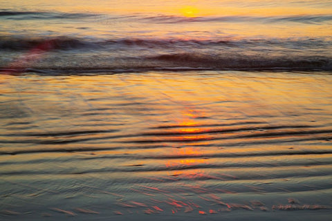 USA- Georgia- Tybee Island. Sunrise with ripples in the sand Black Ornate Wood Framed Art Print with Double Matting by Wells, Joanne