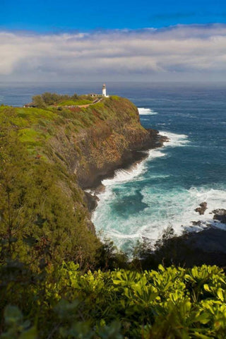 HI, Kauai Kilauea Lighthouse White Modern Wood Framed Art Print with Double Matting by Lord, Fred