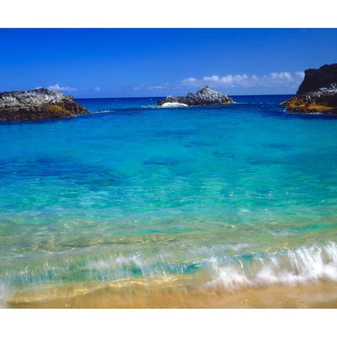 USA, Hawaii, Kauai A wave breaks on a beach White Modern Wood Framed Art Print by Talbot Frank, Christopher