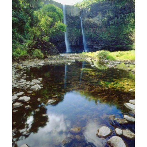 USA, Hawaii, Kauai Wailua Falls Black Modern Wood Framed Art Print by Talbot Frank, Christopher