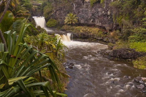 HI, Maui, Haleakala NP, Seven Sacred Pools Black Ornate Wood Framed Art Print with Double Matting by Illg, Cathy and Gordon