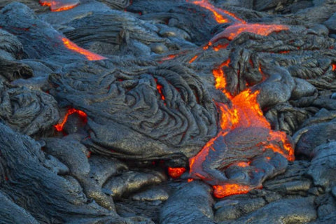 Hawaii, Kilauea Molten lava hardening Black Ornate Wood Framed Art Print with Double Matting by Illg, Cathy and Gordon