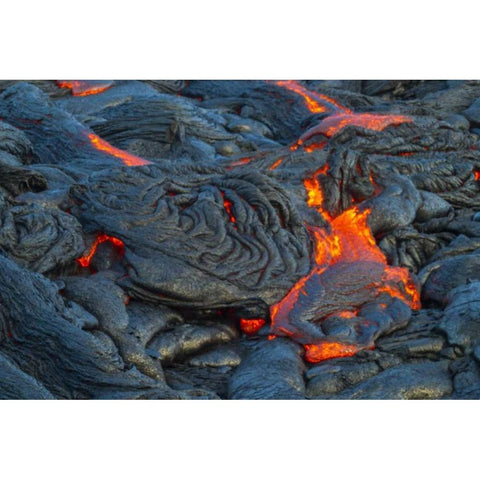 Hawaii, Kilauea Molten lava hardening Black Modern Wood Framed Art Print by Illg, Cathy and Gordon