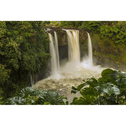 HI, Big Island, Wailuku River, Rainbow Falls Gold Ornate Wood Framed Art Print with Double Matting by Illg, Cathy and Gordon