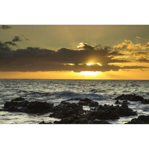 USA, Hawaii, Maui, Kihei Scenic of ocean sunset Black Modern Wood Framed Art Print by Illg, Cathy and Gordon
