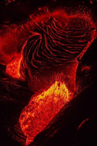 HI, The Big Isl, Kilauea Lava flowing at night Black Ornate Wood Framed Art Print with Double Matting by Illg, Cathy and Gordon